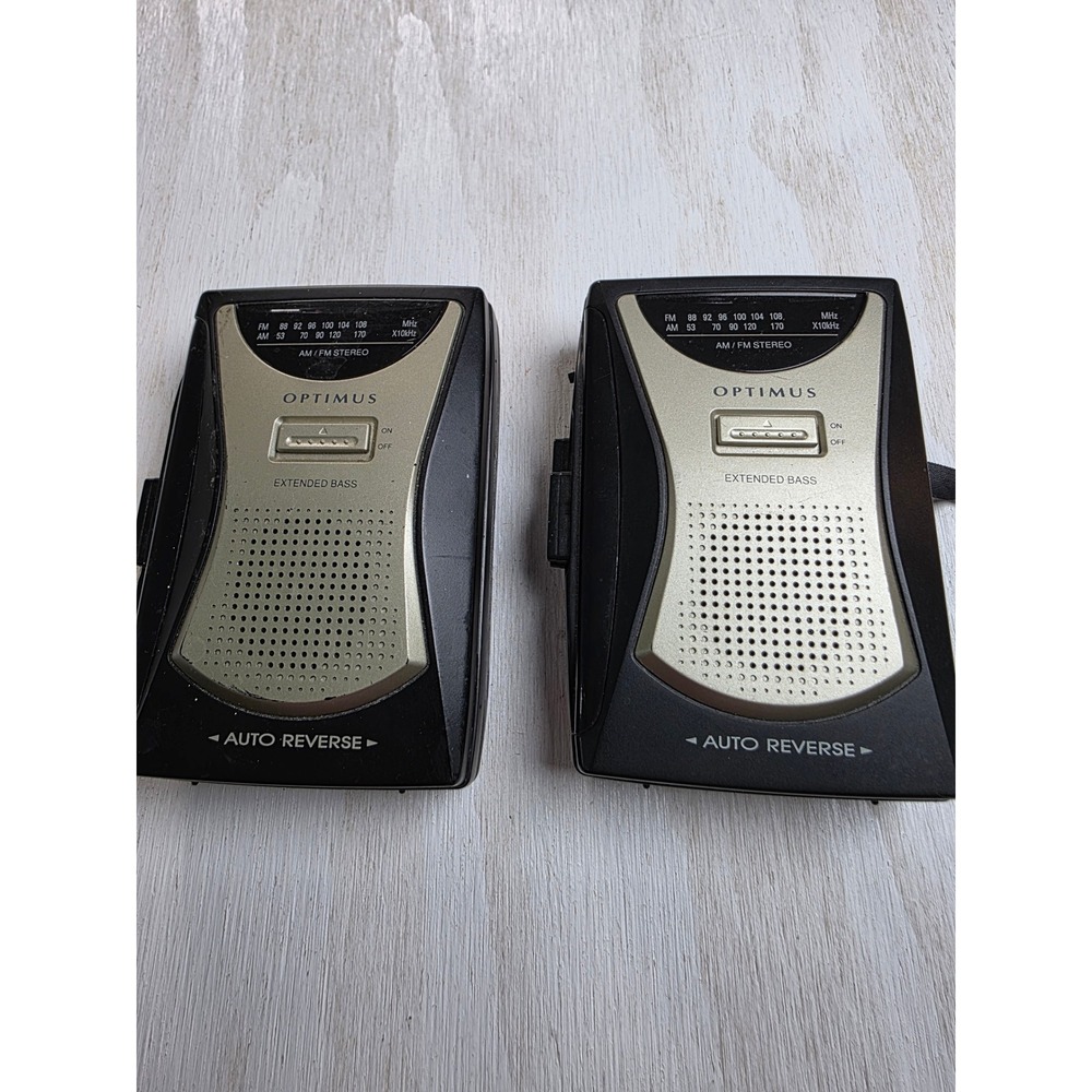 Lot of 2 Optimus 14-1244 AM FM Stereo Cassette Player Auto Reverse Vintage Y2K